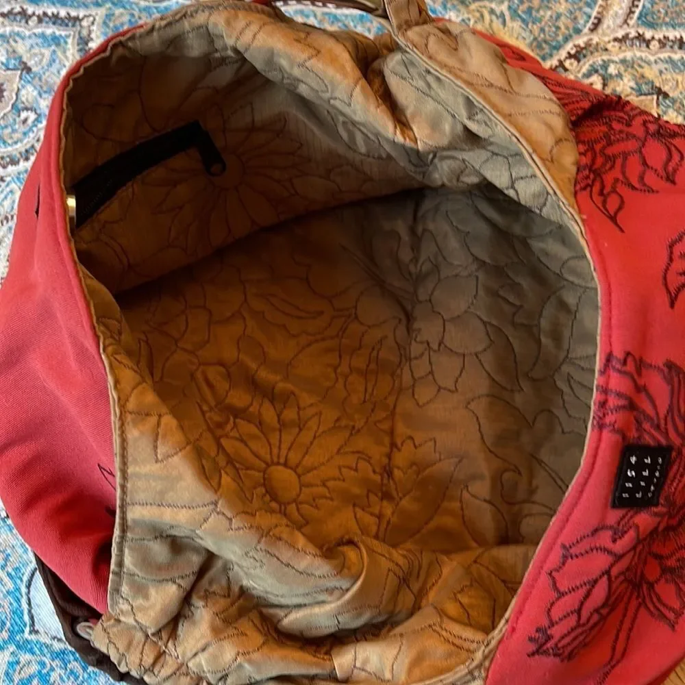 1154 Lill Studio Rust Red Floral Embroidered Shoulder Bag Chicago Boutique